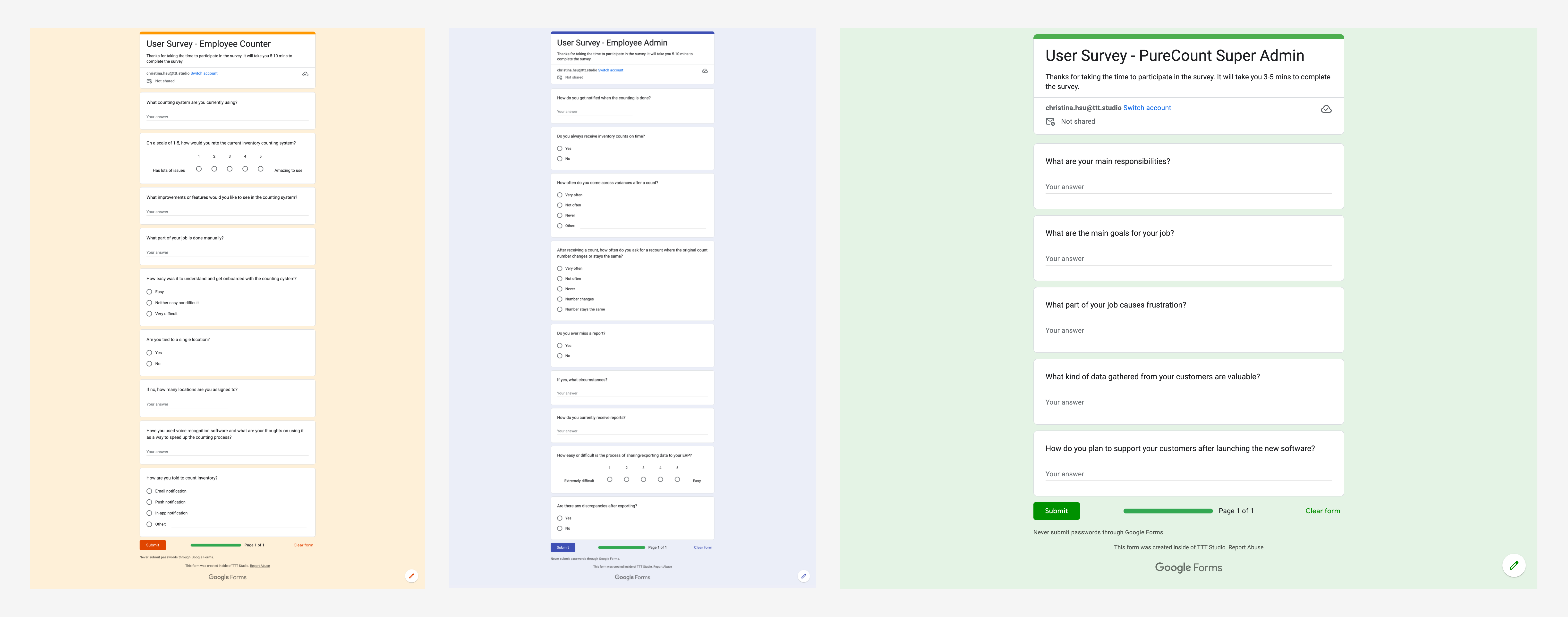 PureCount pre-discovery survey